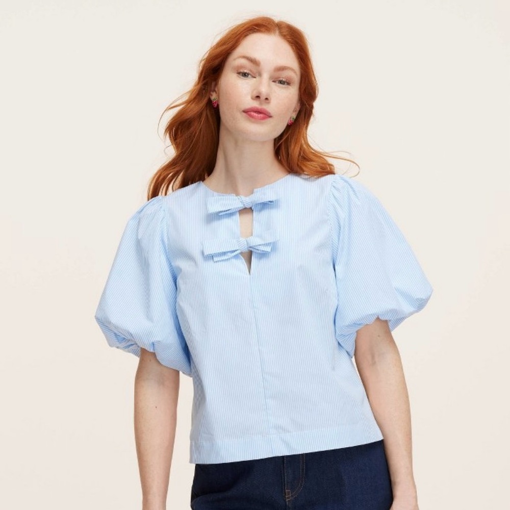 Blue Puff Sleeve Top